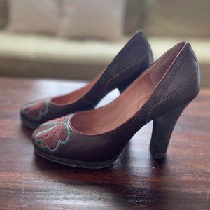 Ted Baker London Embroidered Leather Pumps